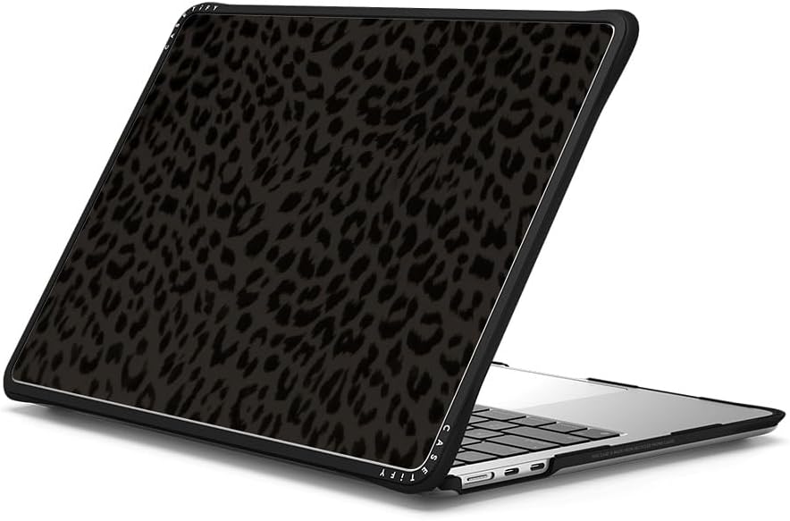 CASETiFY Impact MacBook Air 13.6" (M2-M4) Case [Cushioned Impact Corners/Scratch-Resistant/Anti-Slip Grip] - Leon Leopard - Clear Black