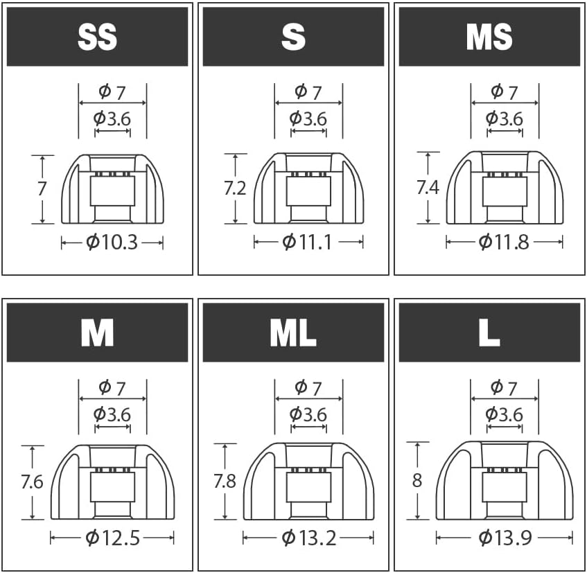 AZLA SednaEarfit MAX Standard (SS/S/MS) - Earbud Tips for Wireless Headphones - Noise Canceling Earbuds Replacement Tips - Eartips Compatible with Sony, Samsung, Beats, JLab, Sennheiser, Shure