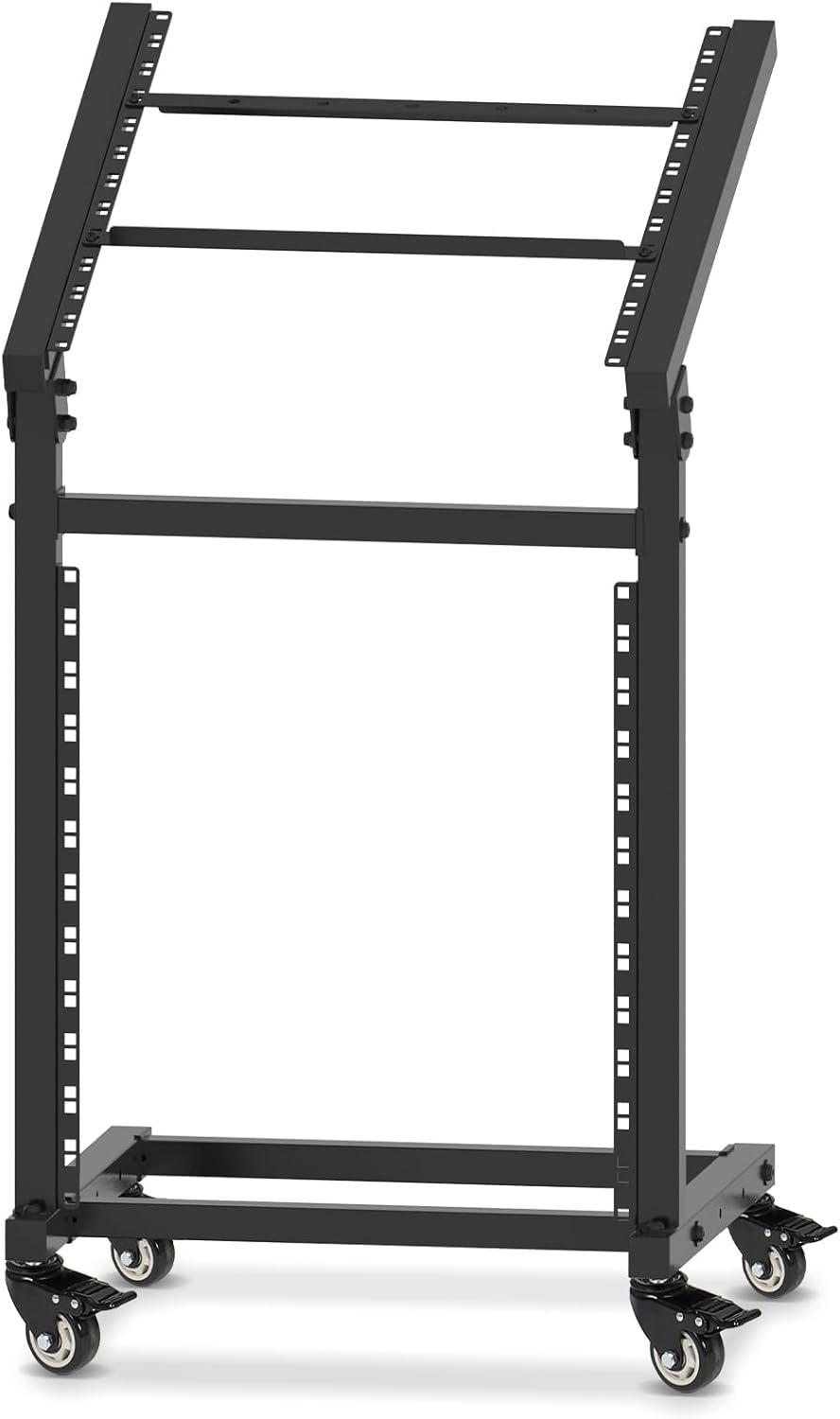 12U DJ Mixer Stand Rack Mount Rolling Stand Stage Cart Adjustable Rack Mount for Music Studio Booth Pro Audio Recording Cabinet Stage Equipment