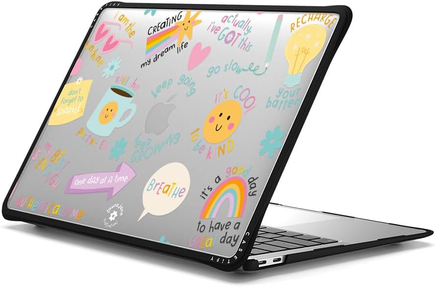 CASETiFY Impact MacBook Air 13" (M1/Intel) Case [Cushioned Impact Corners/Scratch-Resistant/Anti-Slip Grip] - Keep Growing - Clear Black