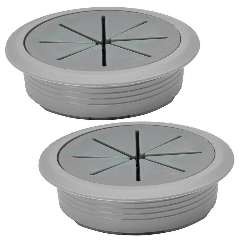 2 Pcs Desk Grommet 2-3/8" / 60 mm, Desk Hole Cover for Cables Dark Grey, Cable Grommet ABS Plastic, Desk Hole Grommet for Home & Office Pc, Detachable Cable Cord Organizer
