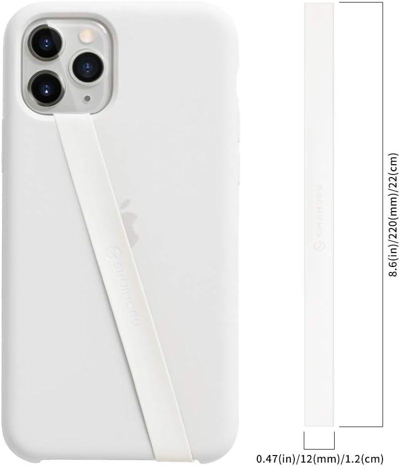 Sinjimoru Stretchable Silicone Phone Strap, Flexible and Elastic Grip Holder for iPhone & Android, Secure Phone Loops Finger Grip with Wireless Charging Support Sinji Loop White