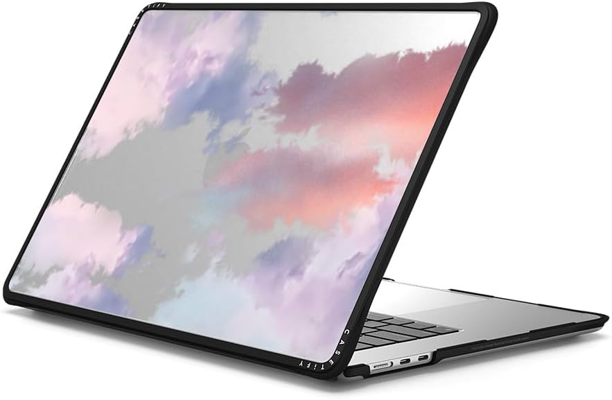 CASETiFY Impact MacBook Air 15" (M2-M4) Case [Cushioned Impact Corners/Scratch-Resistant/Anti-Slip Grip] - Clouds - Clear Black