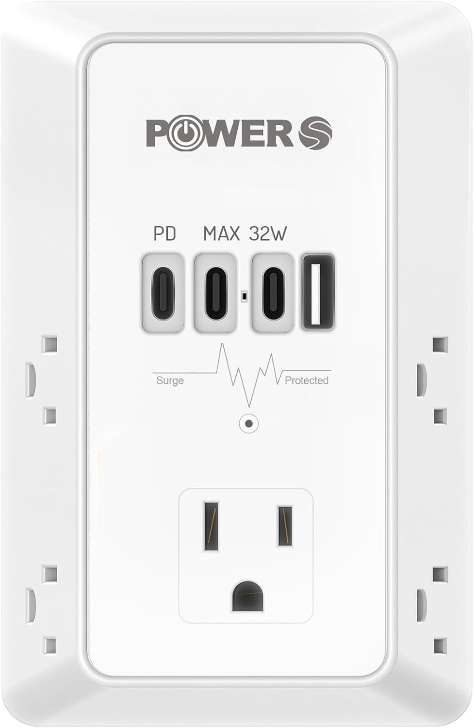 20W PD Fast Charging Wall Outlet with USB Ports (3C1A), Electrical Outlet Extender, Surge Protector, Wall Plug Adapter for Multiple Devices, Wall Socket Expander