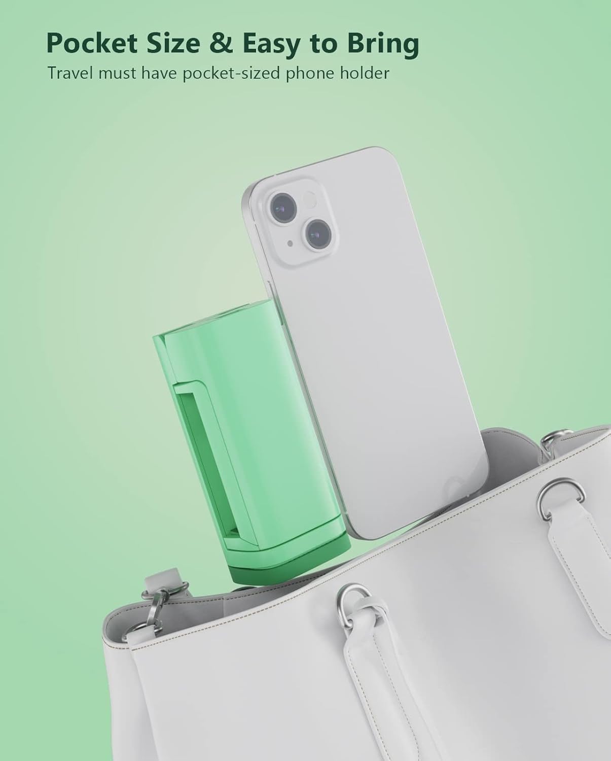 MiiKARE Airplane Travel Essentials Phone Holder, Universal Handsfree Phone Mount for Flying with 360 Degree Rotation, Travel Accessory for Airplane, Travel Must Haves Phone Stand for Desk, Table-Green