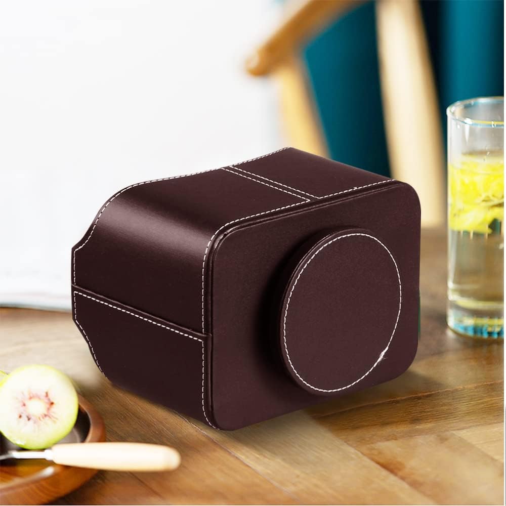 Fanousy 360° Rotating Remote Control Holder, PU Leather TV Remote Caddy Organizer Basket Storage Box with 5 Compartments for Pen, Pencil, Art Supplies, Makeup Brush, Office Desk Table Accessories