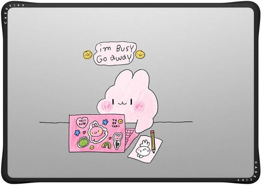 CASETiFY Impact MacBook Air 15" (M2-M4) Case [Cushioned Impact Corners/Scratch-Resistant/Anti-Slip Grip] - I'm Busy - Clear Black