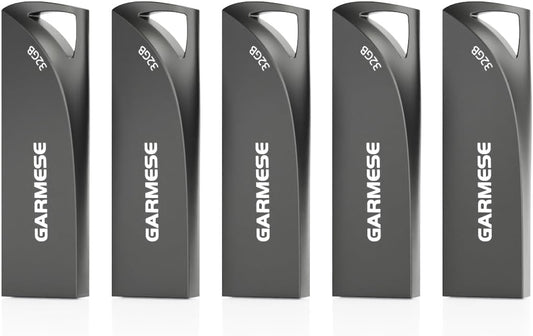 32GB USB 3.0 Flash Drive, 5-Pack Waterproof Metal USB Memory Stick, Slim Thumb Drive Portable Pen Drive with Keychain Hole Stylish Jump Drive for Computer/Car/Smart TV