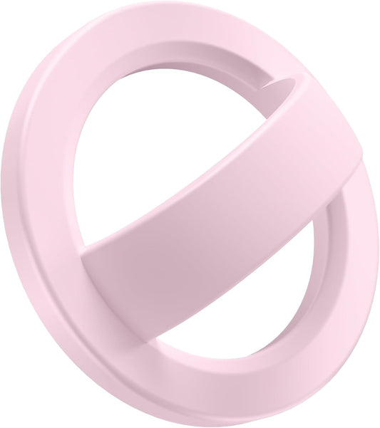GONEZ Magnetic Phone Grip Compatible with MagSafe, Removable Silicone Loop Grip, Phone Ring Holder for Back of Phone for iPhone 16/15/14/13/12 Series, Pastel Pink