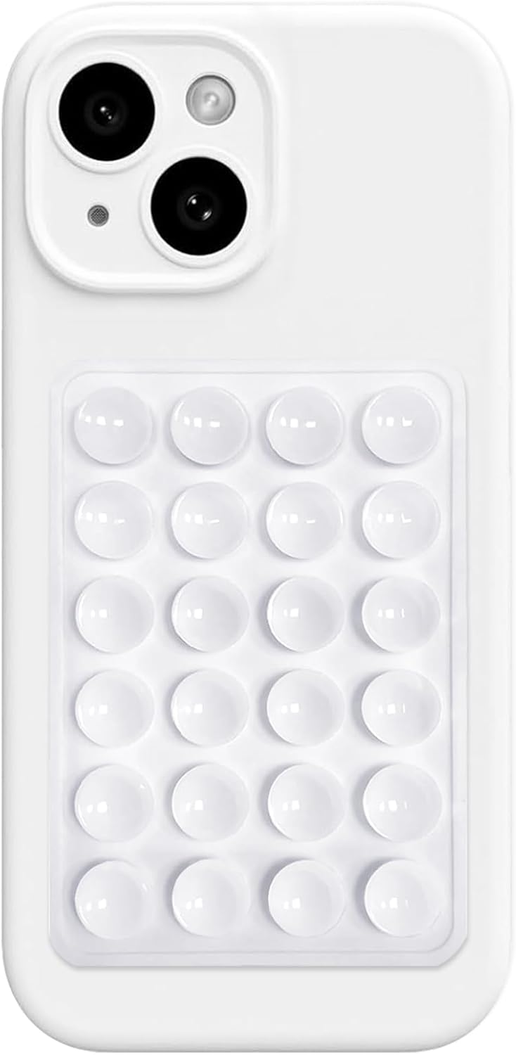 AZXYI Silicone Suction Phone Case Mount, Silicon Adhesive Suction Cup Phone Mount, Non Slip Sticky Phone Grip for Cellphone, Strong Grip Holder for Selfies and Videos (White)