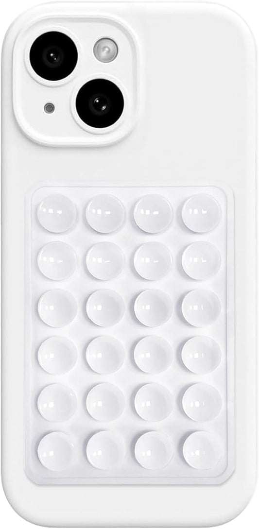 AZXYI Silicone Suction Phone Case Mount, Silicon Adhesive Suction Cup Phone Mount, Non Slip Sticky Phone Grip for Cellphone, Strong Grip Holder for Selfies and Videos (White)