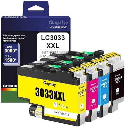 LC3033 Ink Cartridges Compatible for Brother LC3033 BK/C/M/Y Ink Cartridges LC 3033 LC3033XXL LC3035 High-Yield Work with MFC-J995DW MFC-J805DW MFC-J815DW, MFC-J995DW XL MFC-J805DW XL Printer (4 Pack)