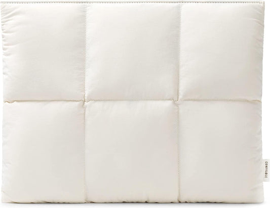 Comfyable Puffy Laptop Sleeve 13 Inch 14 Inch, Quilted Puffer Laptop Carrying Case, Pillow Case Compatible with MacBook Air M4 2025 M3 M2 M1, MacBook Pro M4 Pro/Max, Rice