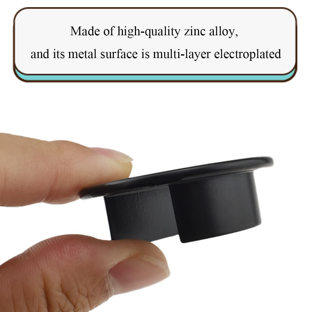 HAHIYO 2Pcs 1.38Inch/35mm Black Zinc Alloy Desk Grommet Wire Grommet Cable Management Cord Hole Cover Desk Wire Hole Insert Wire Organizer for Computer Office Home School Equipment Systems