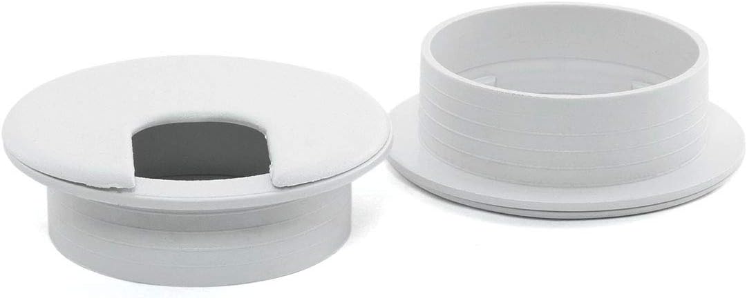 2pcs 2 Inch Desk Wire Cord Cable Grommets Hole Cover for Office PC Desk Cable Cord Organizer Plastic Cover (White-2Pcs)