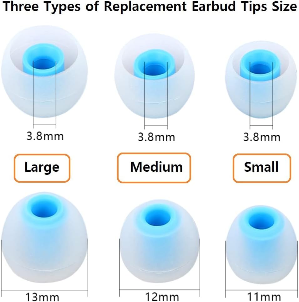9 Pairs Earbuds Replacement Tips SML, Soft Comfortable Silicone Earbud Tips Fit Most Inner Hole 3.8mm -5.1mm Headphones