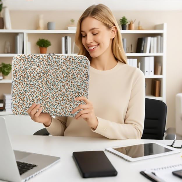 Puffy Laptop Sleeve 13-15.6 Inch Cute Quilted Laptop Protective Case Padded Floral Computer Sleeve for MacBook (B-Yellow, 11 Inch)