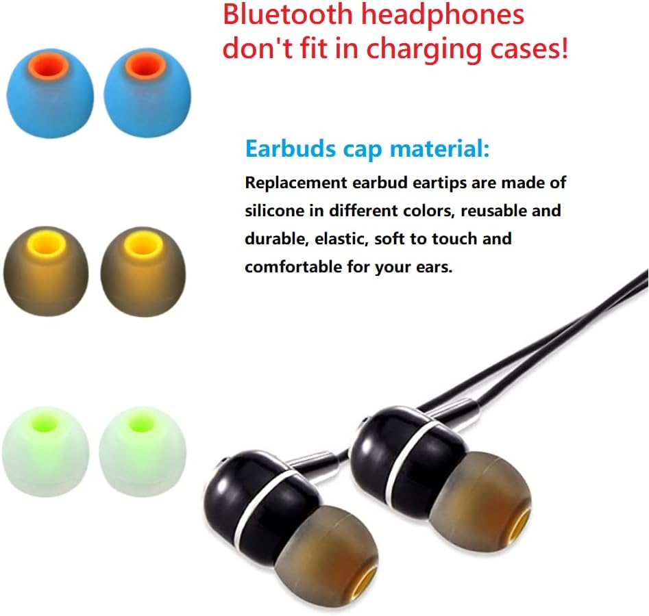 Earbud Silicone Ear Tips Earbuds Replacement Ear Tips Gels Bud for Popular in-Ear Headphones Other Inner Hole from 3.8mm - 5.1mm Earphones 9 Pairs S/M/L