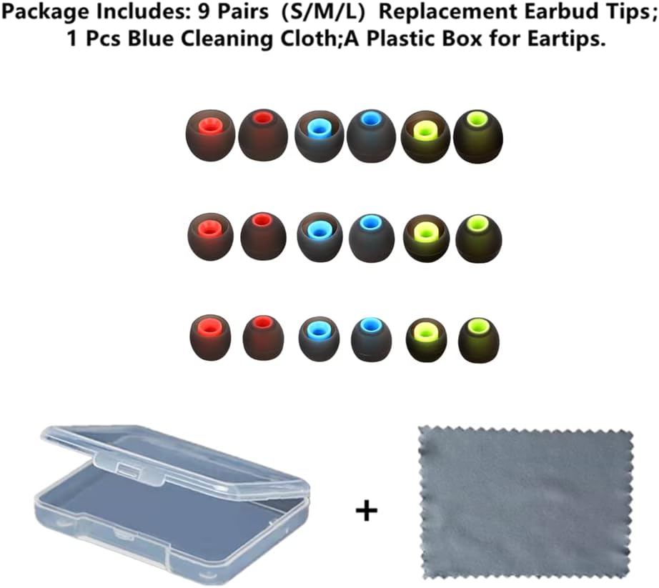 Earbud Silicone Ear Tips Replacement Earbuds Gels for Popular In-Ear Headphones Other Inner Hole 3.8mm - 5.1mm 9 Pairs S/M/L