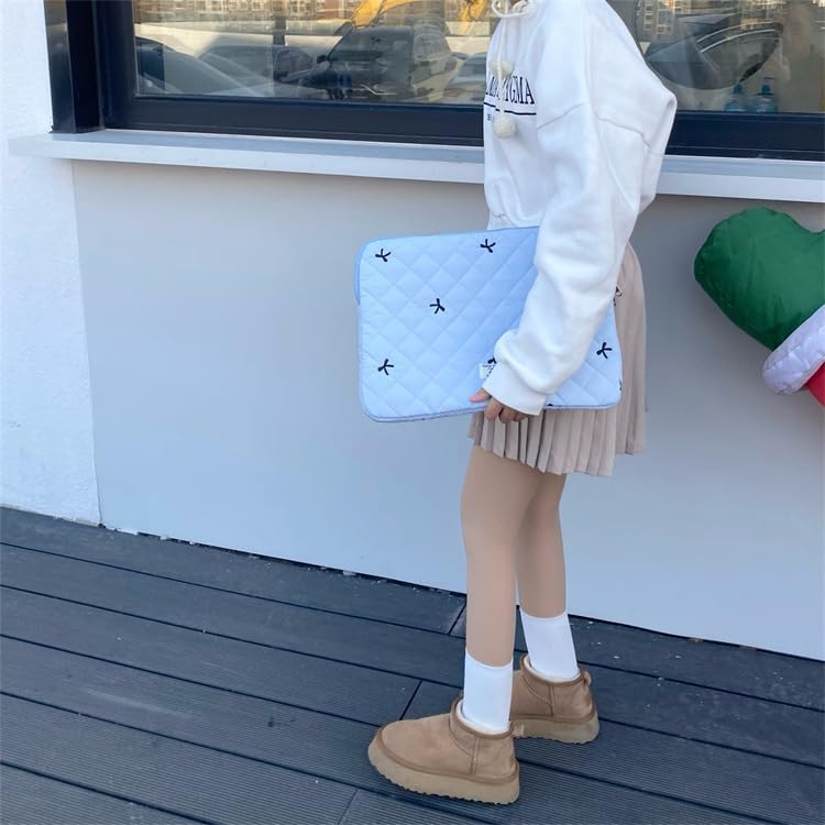 Cute Bow Graphic Carrying Laptop Bag Y2K Preppy Laptop Sleeve Case Bag Kawaii Pad Computer Protect Case Pouch (13-14 inch,Blue)