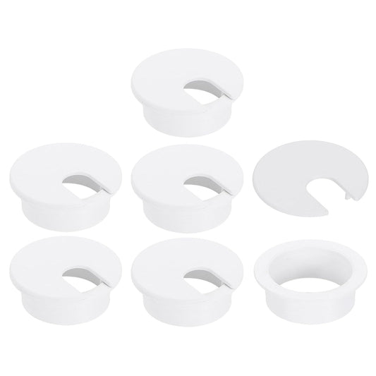 uxcell 6 Pcs 35mm (1.38 Inch) Desk Grommet, Plastic Cable Hole Cover, Wire Cord Cable Organizer for Home Office Computer Desk Cabinet, White