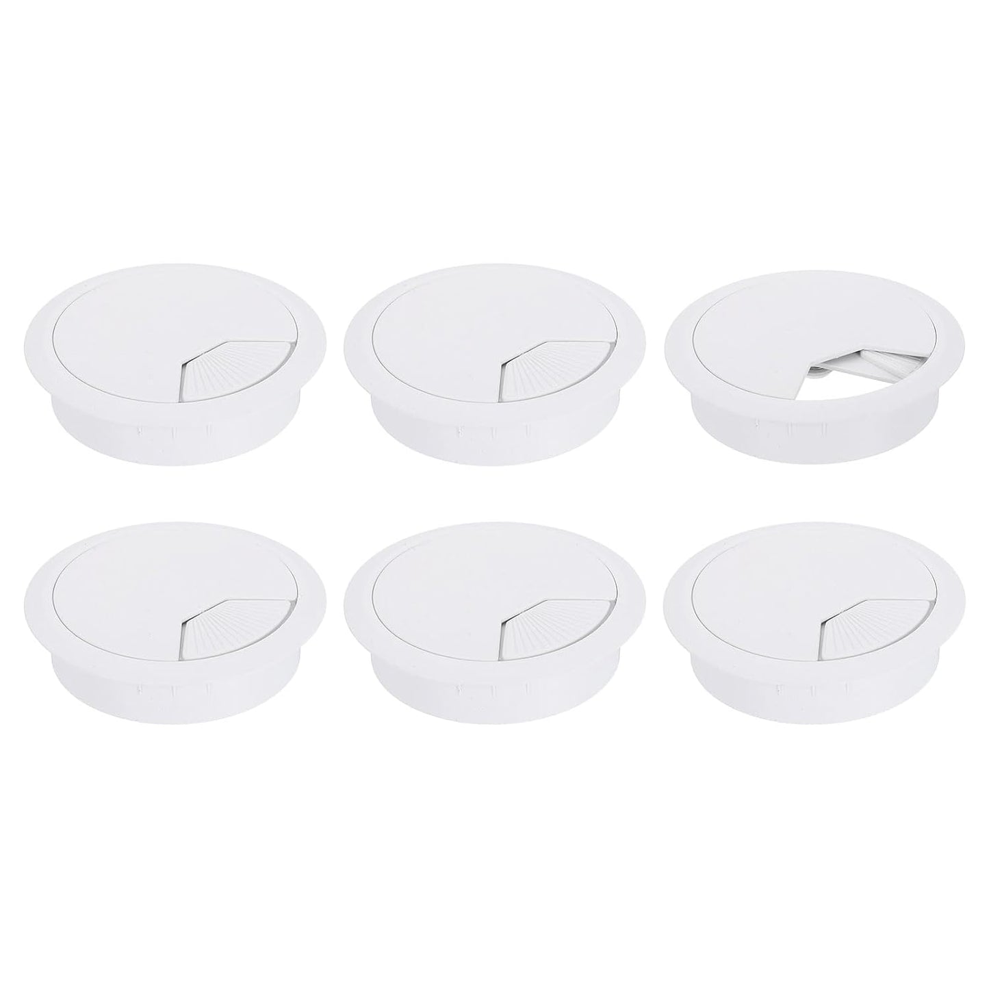 uxcell 6 Pcs 80mm (3.15 Inch) Desk Grommet, Plastic Cable Hole Cover, Wire Cord Cable Organizer for Home Office Computer Desk Cabinet, White