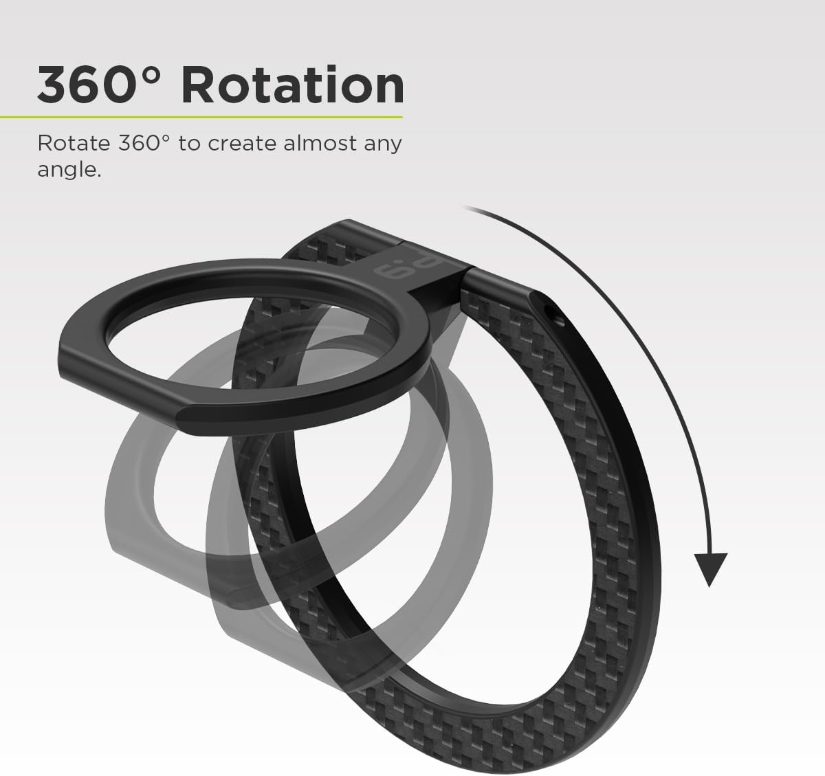 PureGear Magnetic Phone Grip Ring Stand, Magnetic Phone Ring Holder for MagSafe iPhone 16, 16 Pro, 16 Plus, 16 Pro Max, 15, 15 Plus, 14, 14 Pro, 14 Pro Max, 13, 12, Adjustable Kickstand(Carbon Fiber)