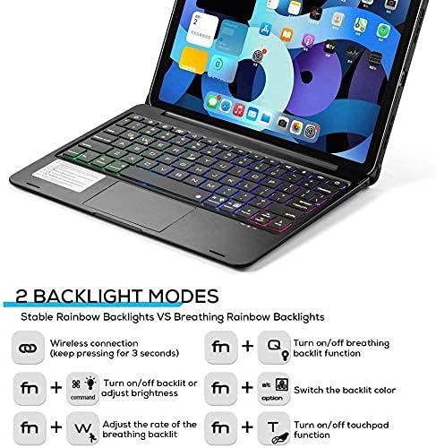 Keyboard Case for iPad 10.2 9th/8th/7th Gen, Rotating Case for iPad9/iPad8/iPad7 with Backlits Touchpad Keyboard-360° Rotatable Smart Cover with Pencil Holder, Silver
