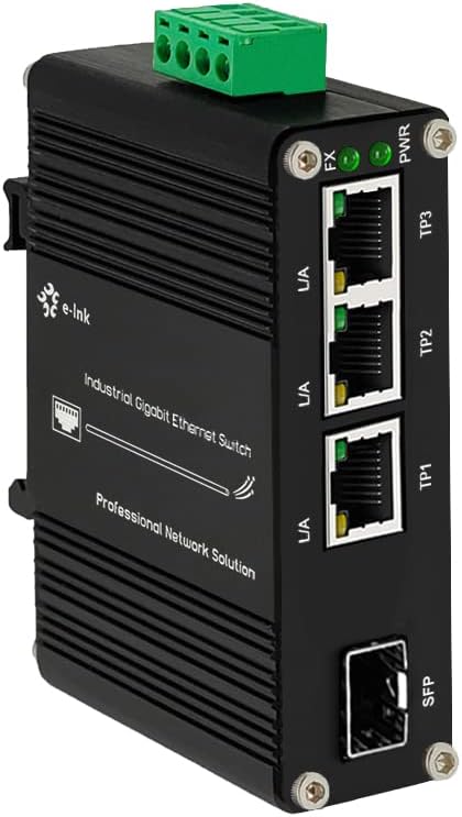 3 Port Hardened Industrial Gigabit Din Rail Switch,10/100/1000Mbps Ethernet Switch Din Rail 24V,8Gbps Switching Capacity,IP40 Rated Unmanaged Network Switch(-40~80°C)