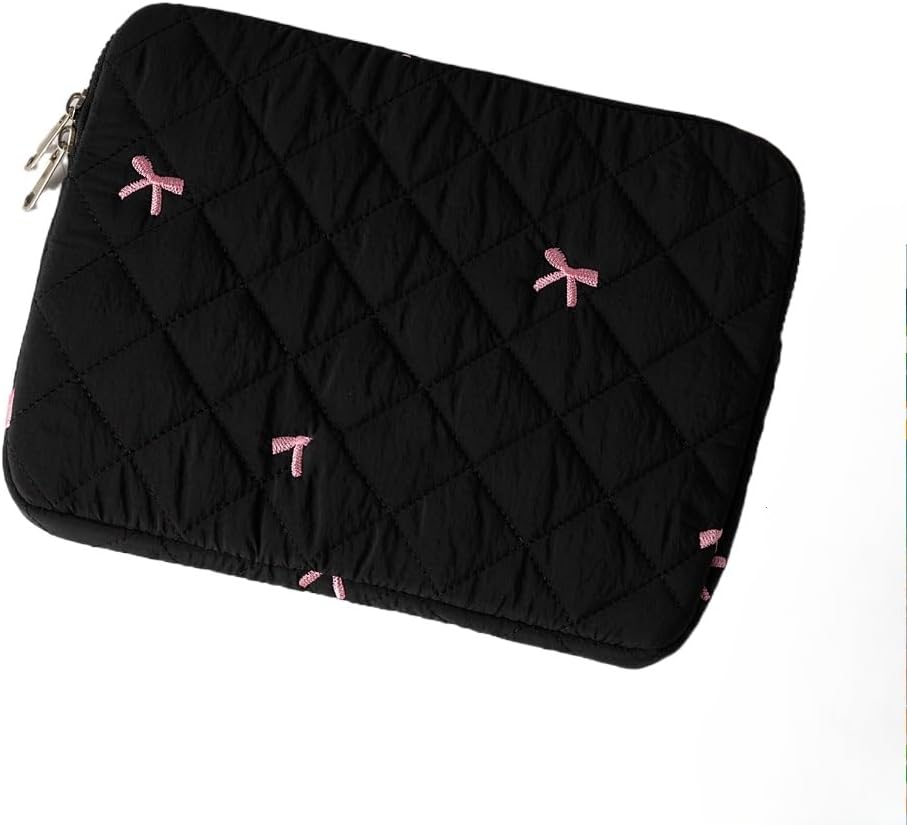Cute Bow Graphic Carrying Laptop Bag Y2K Preppy Laptop Sleeve Case Bag Kawaii Pad Computer Protect Case Pouch (13-14 inch,Black)