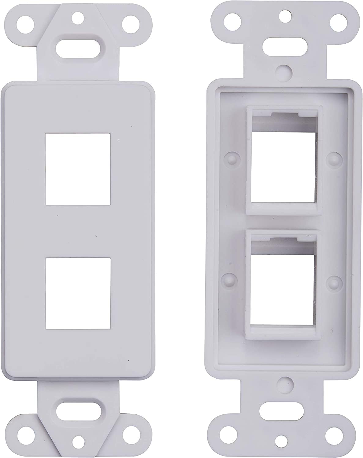 10 Pack Keystone Wall Plate 2 Port, White Decorator Insert Cover for Ethernet, HDMI, Coax, Cat6 Cat5, RJ45, Home & Office Installations
