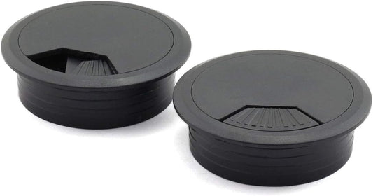 2pcs 2 inch Desk Wire Cord Cable Grommets Hole Cover for Office PC Desk Cable Cord Organizer Plastic Cover Black (Black-2Pcs)