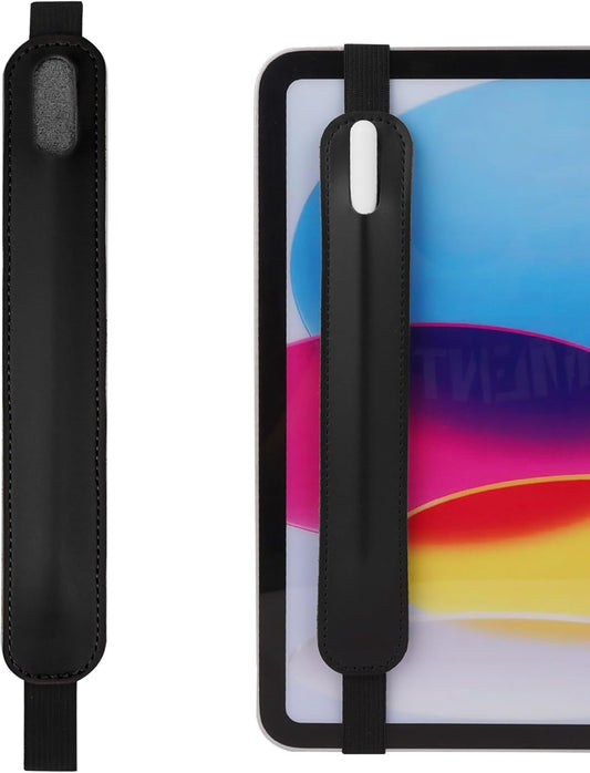 Vegan Leather Elastic Band Stylus Holder, Capacitive Pen Case for Tablets - Fits Most Capacitive Pens & Pencils(Black)
