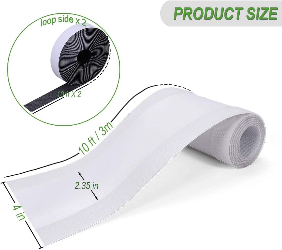 Floor Cable Covers - 10ft Oxford Fabric Cord Protector with Adhesive Hook & Loop,Waterproof Wire Storage Sleeve for Any Floor Surface,Durable Cable Management to Prevent Tripping Hazards (White, 10ft)