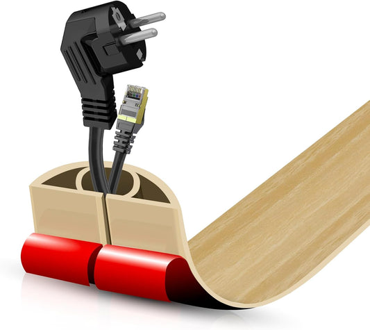 Floor Cord Cover Self Adhesive Cord Hider,3.3FT Cable Management, Extension Strip Protector for Wires, Prevent Cable Trips for Offices, Gyms, Exhibitions Cavity:0.51"(W) x0.3(H) WoodLightyellow