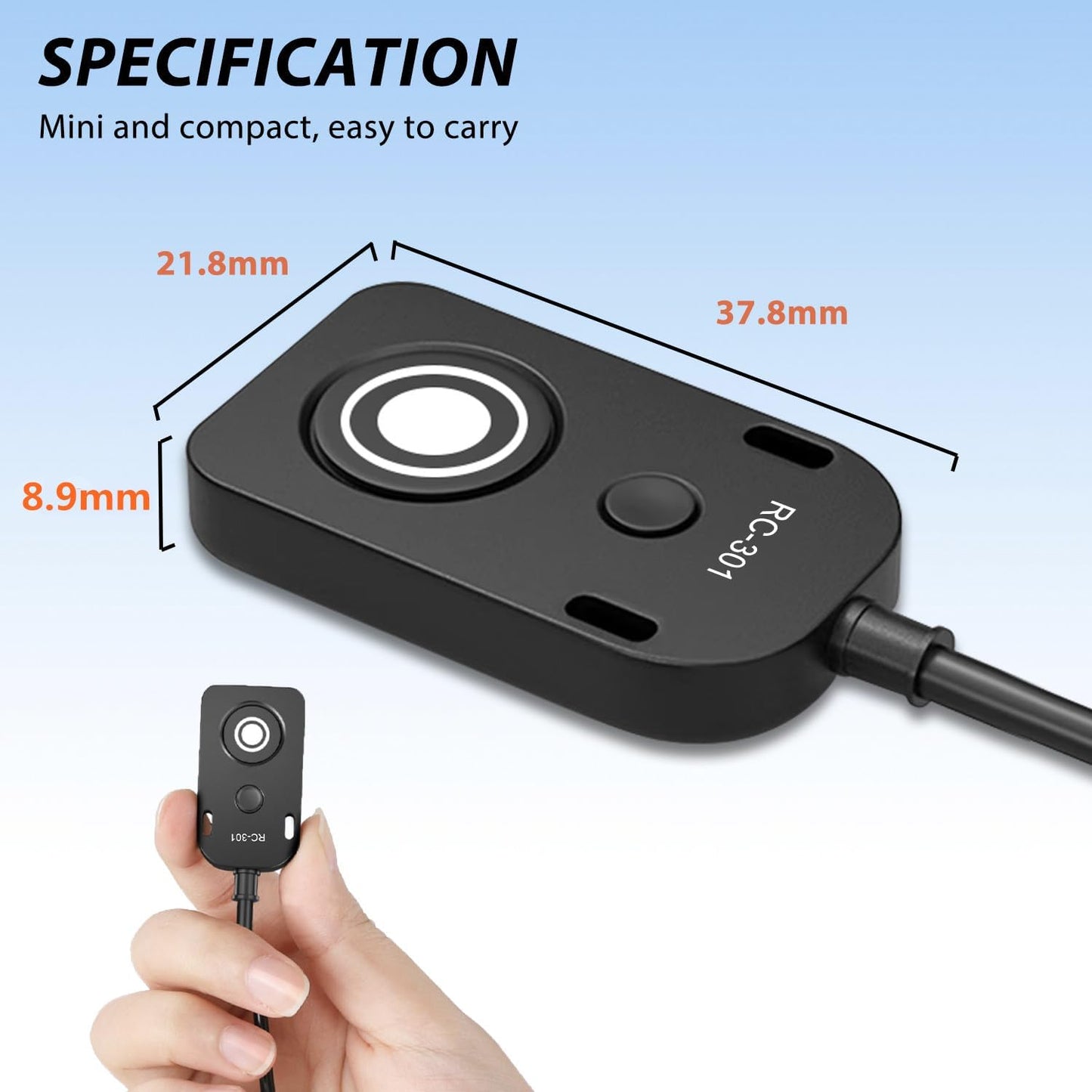 for NK Remote Cable RC301-DC2 Small Shutter Release Remote controlDF,Z5.Z6.Z6II,Z7,Z7II,D7100,D7200,D750,D600,D610,D90 D5600,D5300,D3300 Short Button (RC301-DC2 NK 11.8in/30cm)