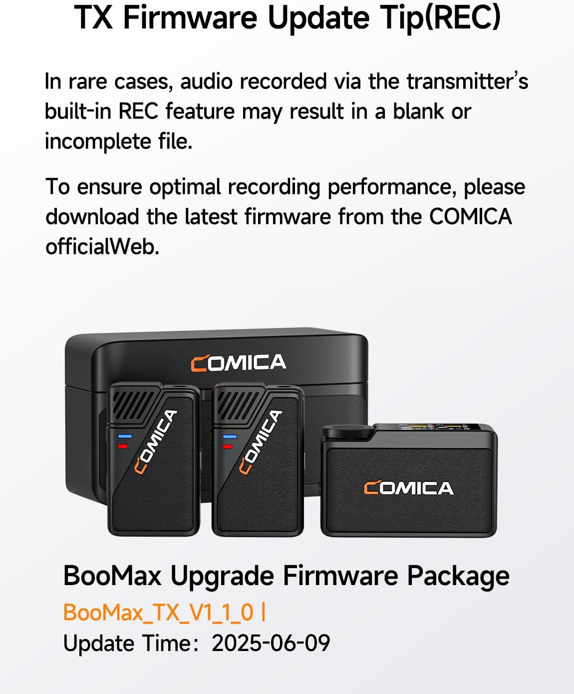 COMICA BooMax Wireless Lavalier Microphone System, 32-Bit Float Mic with 32GB Internal Recording, Touchscreen, Noise Cancellation, Dual Lapel Mics for iPhone, Android, DSLR, Camera, Video, Streaming