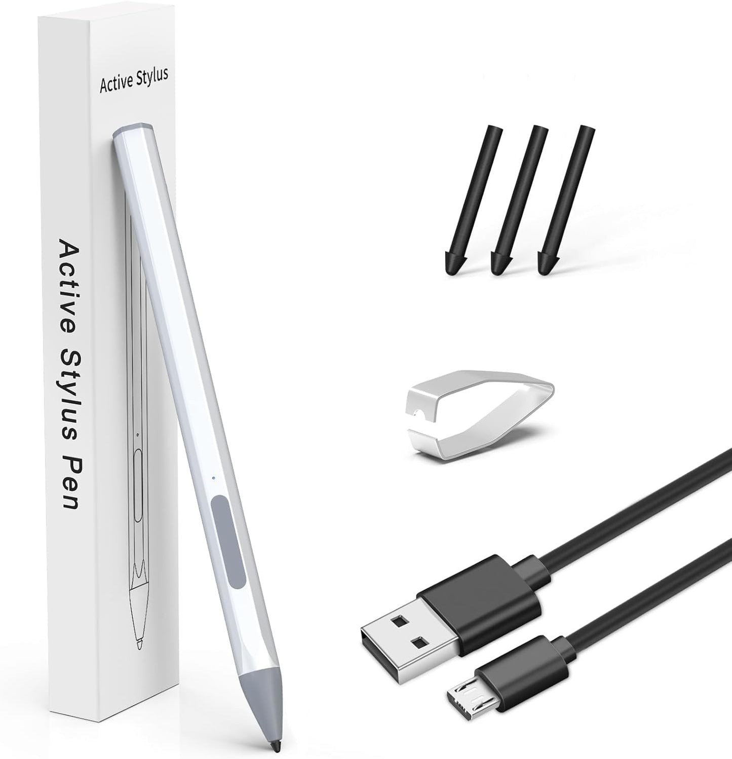 Stylus for HP Envy X360 Pavilion x360 Specter X360 Spectre x2 Envy x2 Touchscreen Laptop Rechargeable MPP 2.0 Tilt Pencil 4096 Pressure Sensitivity Using The Microsoft MPP Protocol, Silver