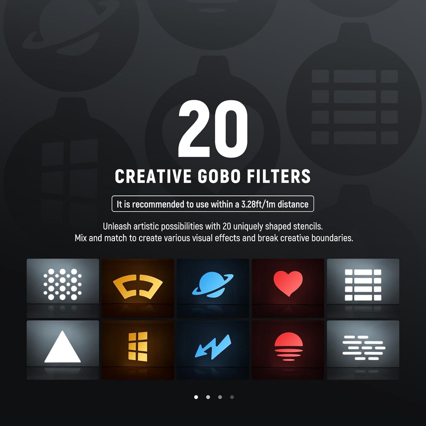 NEEWER BASICS RGB Photography Flashlight with 4 Colors/20 Gobo Filters/7500mAh, 10W Portable LED Video Spotlight Aluminum Alloy Patterned Ambient Sunset Light for Video Recording Studio Lighting, FL10