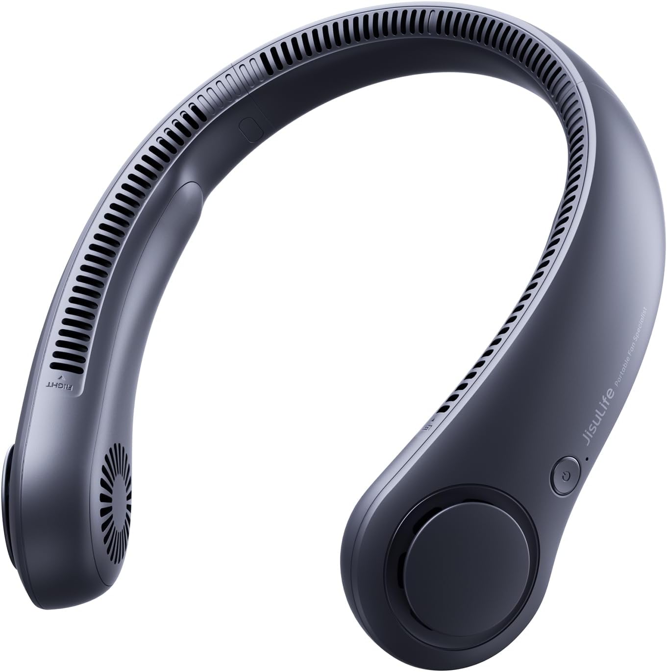 JISULIFE Portable Neck Fan, Hands Free Bladeless Fan, 5 Speeds, 4000 mAh Battery Operated Wearable Personal Fan, Twistable, Rechargeable, Gift for Women Men-Blue