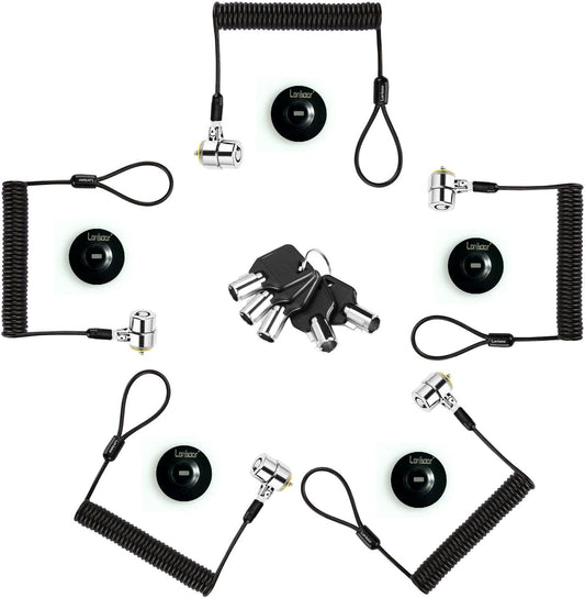 Security Retractable Cable Lock Portable Keyed Laptop Lock 5 Keys 8Ft for Monitors, Laptops, MacBooks, Tablets, iPad,Mac Mini,(5 Pack Keyed Alike)