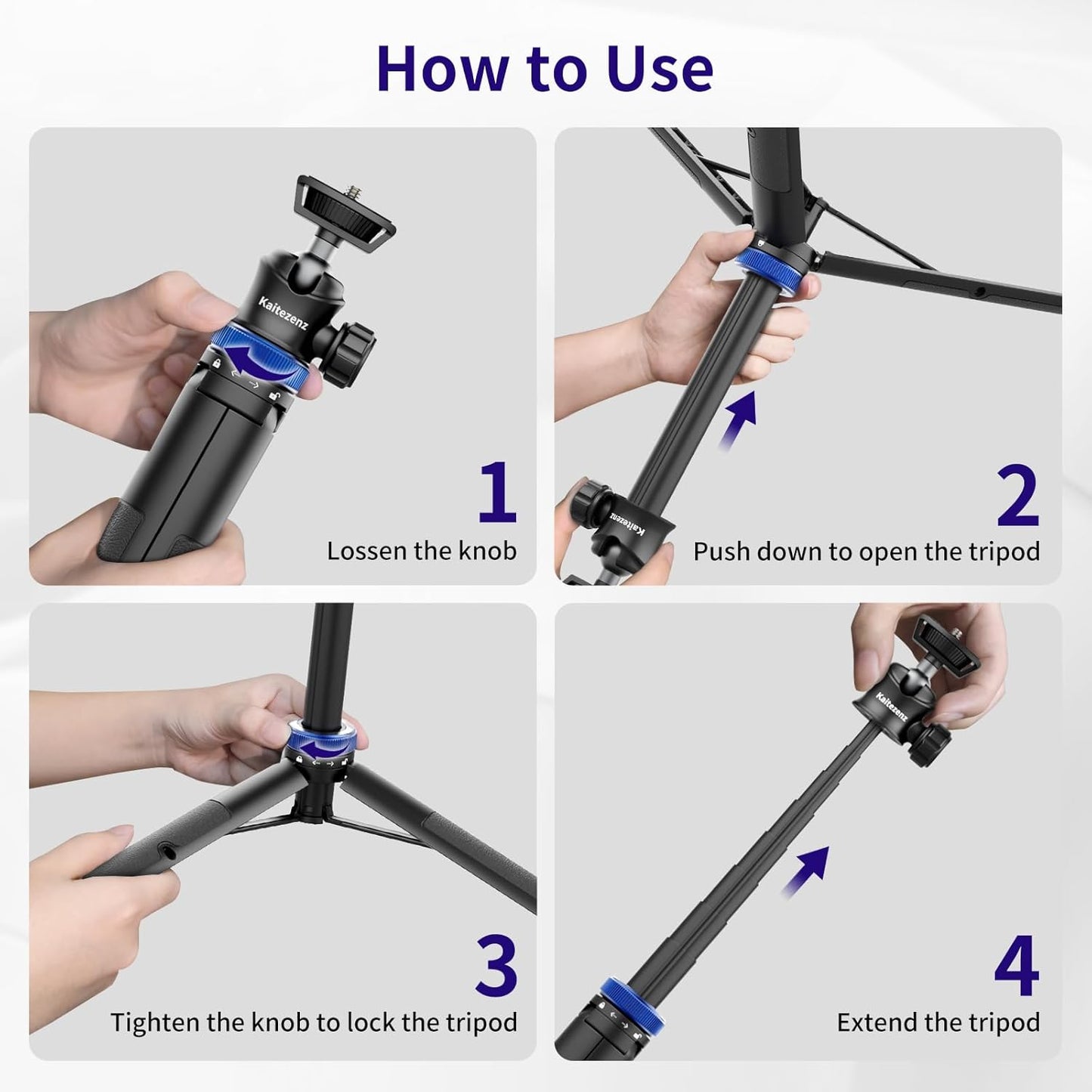 Selfie Stick Tripod for Gopro Camera, 62" Extendable Tripod Stand with 360° Ball Head 1/4" Screw, Portable Lightweight Camera Tripod for GoPro Max Hero 11 10 9 8 7 6 5 DJI OSMO Action Camera