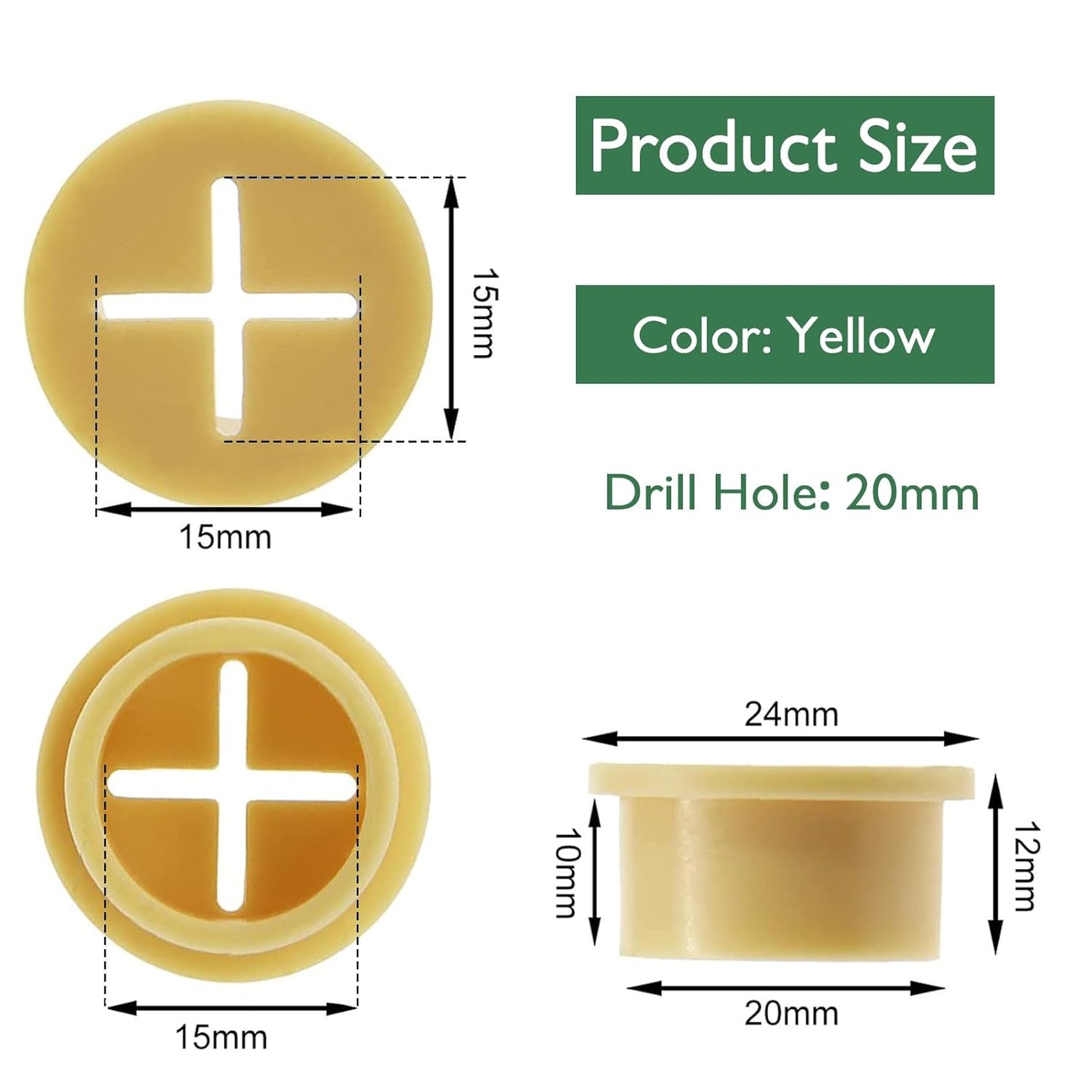 10Pcs Desk Grommet, 3/4" (20mm) Yellow Silicone Cord Hole Cover, Flexible Rubber Wire Grommets, Wall Grommets for Cables Management, Table, Countertop, Cabinets and Furnitures Wire Organizer
