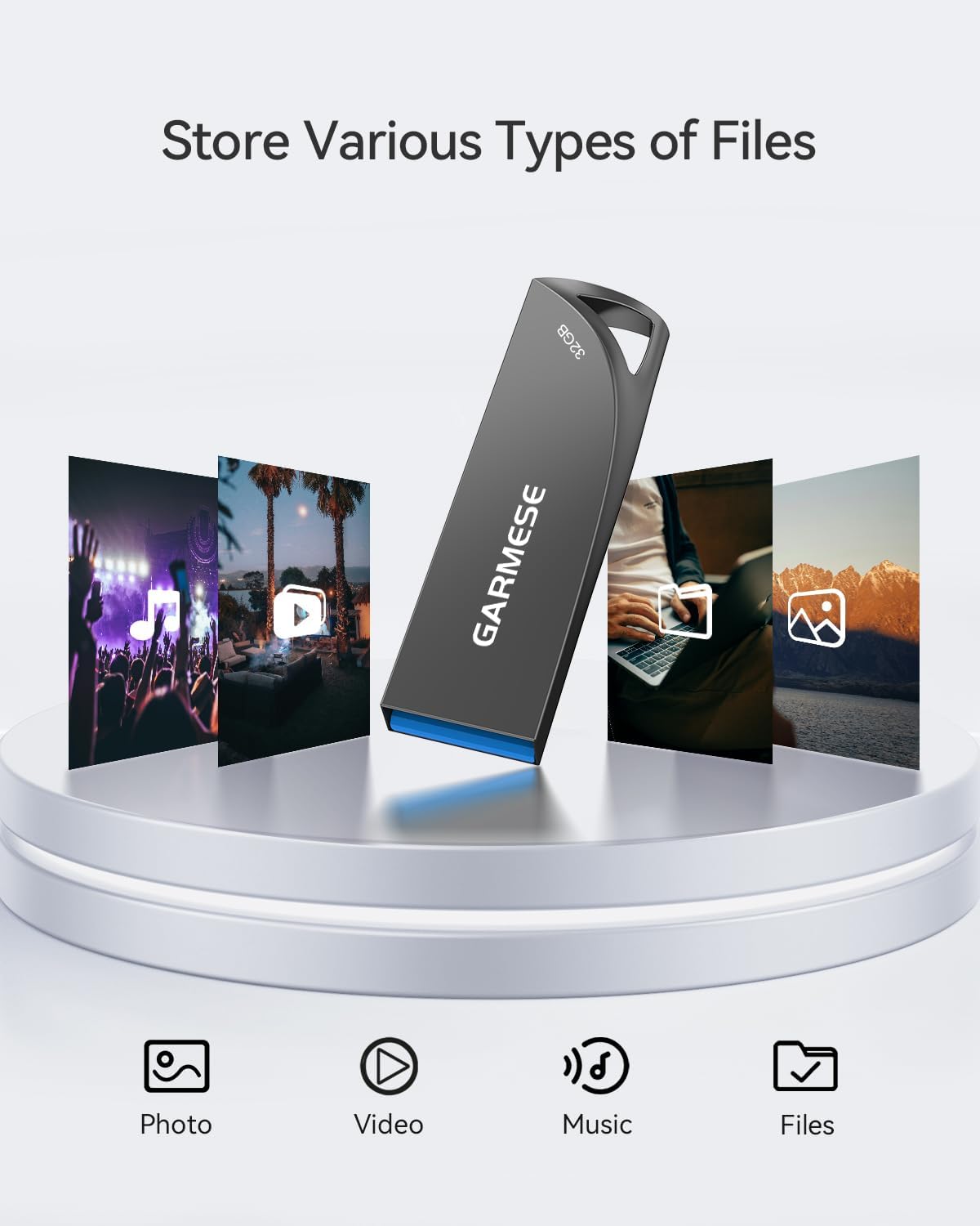 32GB USB 3.0 Flash Drive, Waterproof Metal USB Memory Stick, Slim Thumb Drive Portable Pen Drive with Keychain Hole Stylish Jump Drive for PC Computer Car - Gray