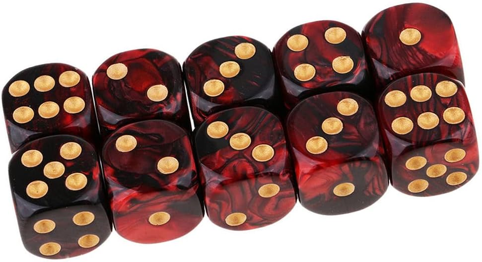 20PCS Polyhedral Dice D6 Dice 16mm Acrylic 6 Sided Dice Game Dice for RPG MTG DND Dice Table Games (Blue Black and Red Black)