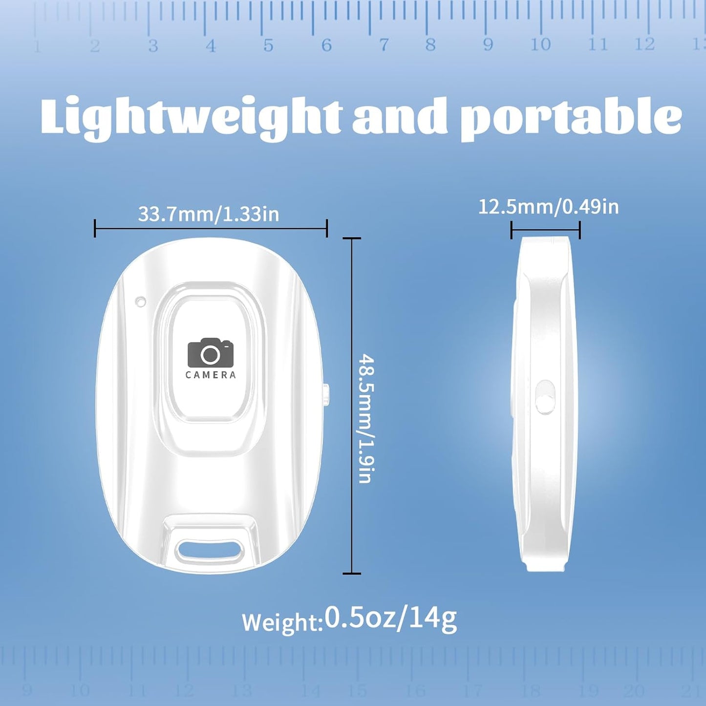 MAIRAN Rechargeable Wireless Camera Remote Shutter for iPhone and Android Smartphones, Bluetooth Phone Remote Control,Selfie Button for Photos and Videos Charging Cable Included-White