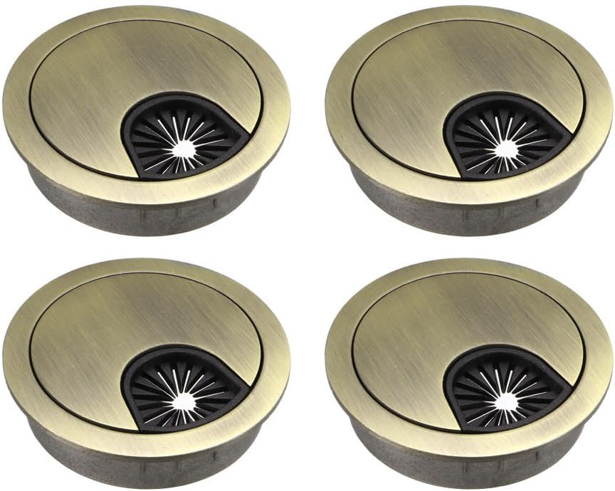 uxcell Cable Hole Cover, 2Inch/50mm Zinc Alloy Desk Wire Cord Cable Grommets Hole Cover for Office PC Desk Cable Cord Organizer, 4Pcs Bronze Tone