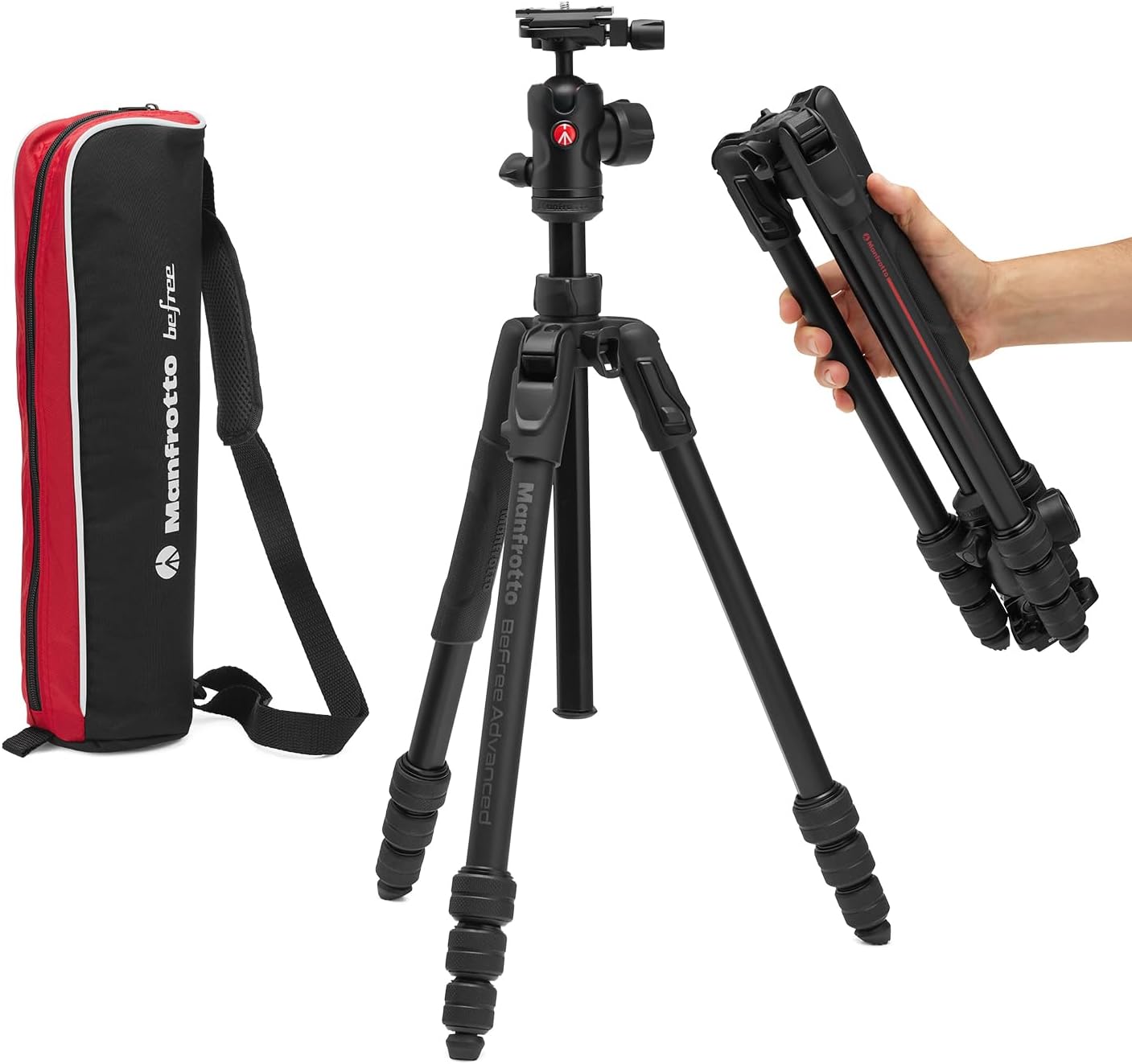 Manfrotto Befree Advanced AS, Camera Tripod, Twist Lock, Compatible with Arca-Swiss, Portableand Compact, Alumiium, Travel Tripod Kit, Ball Head, for DSLR, Mirrorless, Camera Accessories