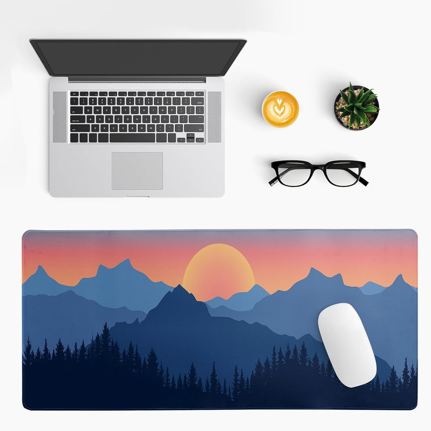 Japanese Mountain Landscape Gaming Mouse Pad Extended Large Mousepad with Nonslip Rubber Base Stitched Edges Laptop Computer Keyboard Desk Mat for Office Home and Game 31.5 X 11.8 Inch