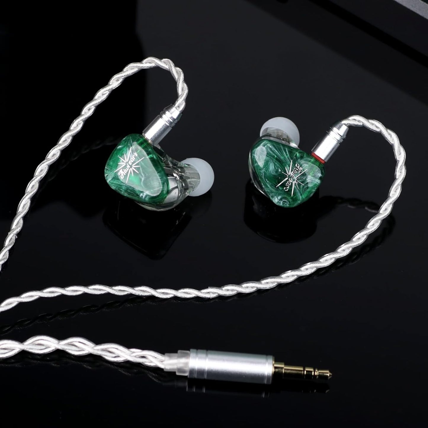 Kiwi Ears Orchestra Lite in Ear Monitor, Custom 8BA HiFi Earphone, Studio Monitor Headphone, Wired Earbuds with Detachable OFC Cable, Handcrafts Faceplate for Audiophile Musician (Green)
